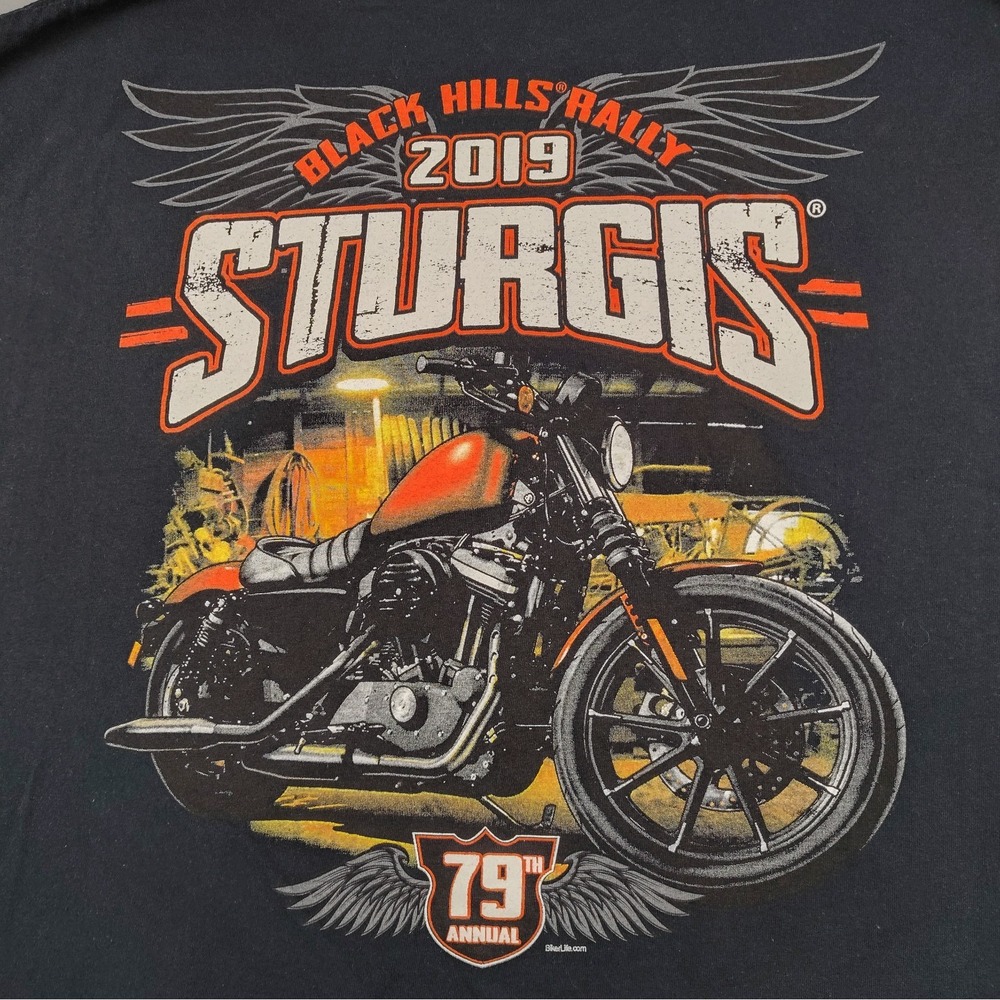 Sturgis Black Hills Rally 2019 T Shirt 2XL Biker 79th Annual Read Motorcycle